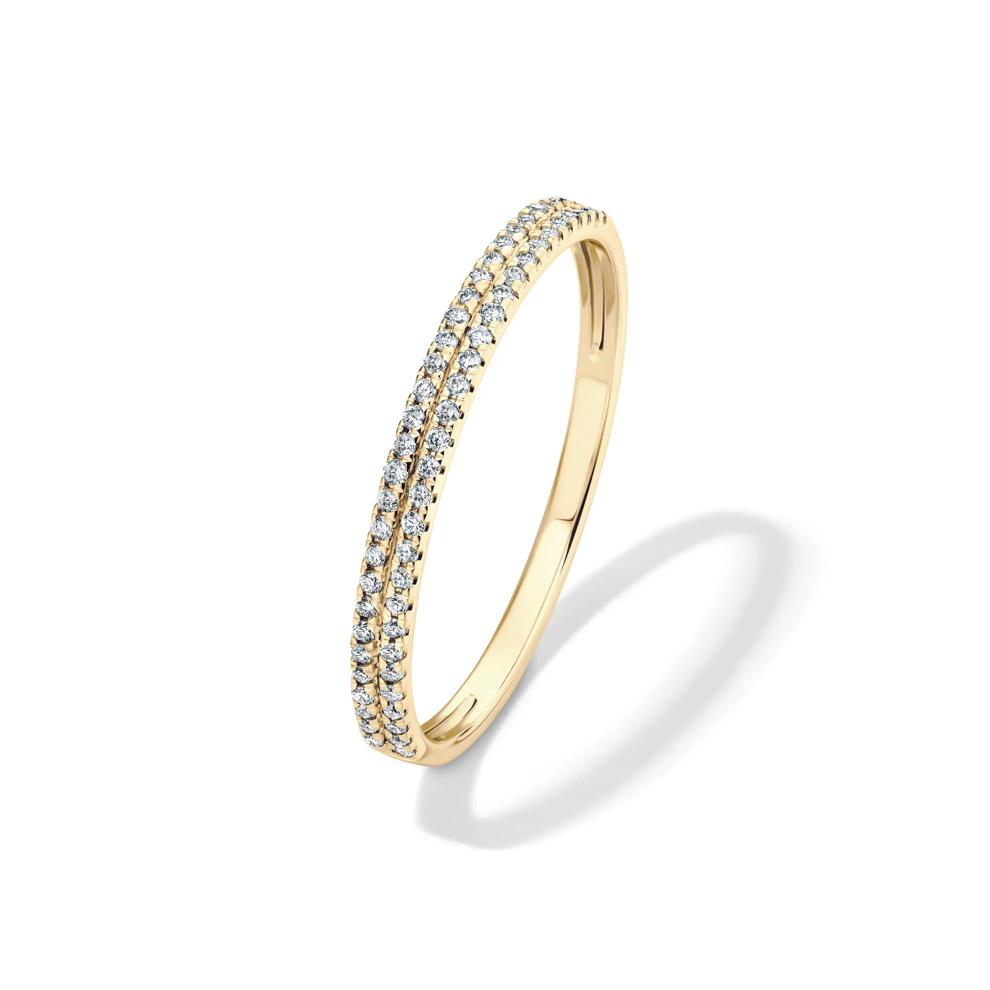 Diamond Double Row Stack Band in 10K Yellow Gold (1/8 ct. tw.) – Image 4 of 4