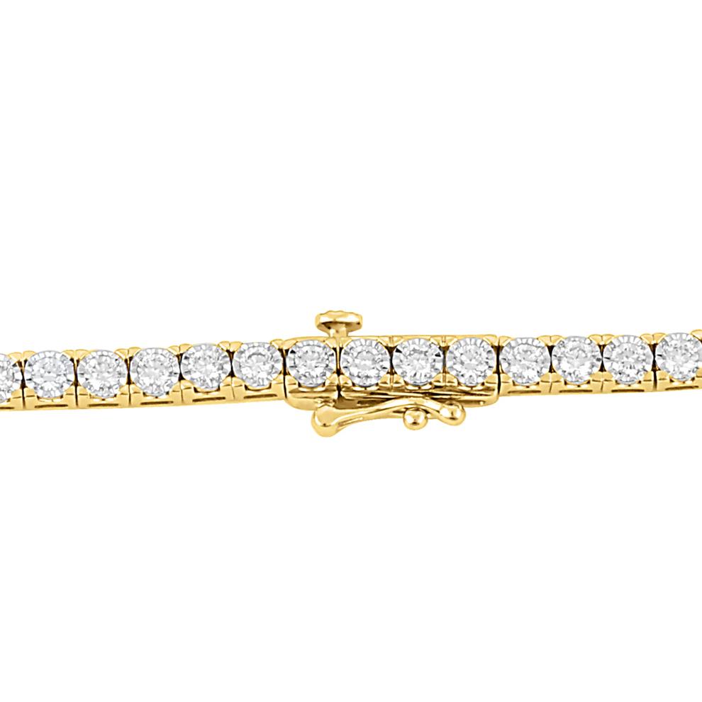 Lab Grown Diamond Tennis Necklace in 10K Yellow Gold (7 ct. tw.) – Image 2 of 2
