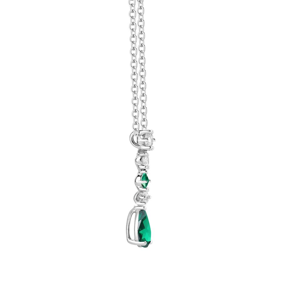 Lab-Created Emerald &amp; Lab-Created White Sapphire Drop Pendant in Sterling Silver – Image 2 of 3