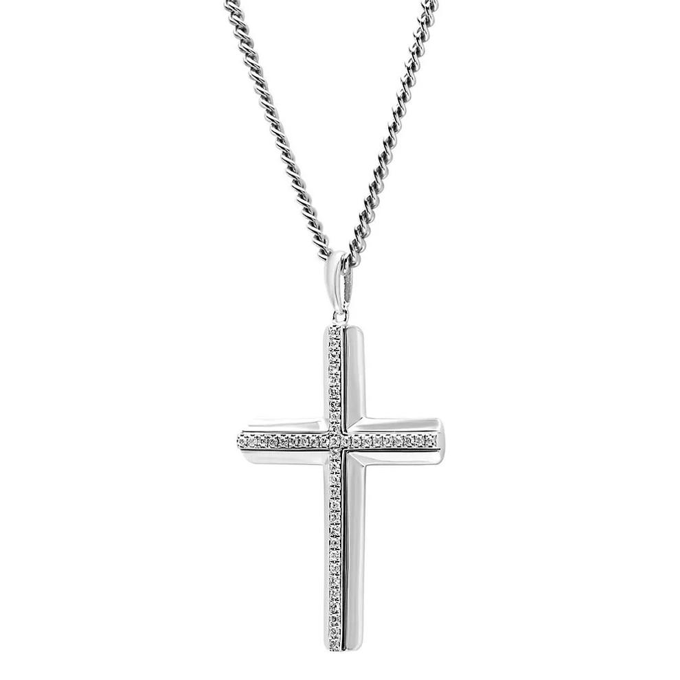 1/4 ct. tw. diamond cross pendant in sterling silver – Image 3 of 5