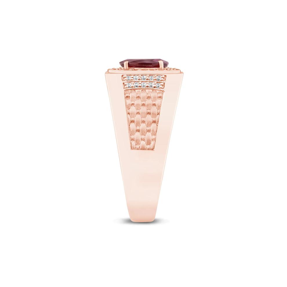 Men's Garnet and Diamond Band in 10K Rose Gold (1/4 ct. tw.)
 – Image 3 of 3
