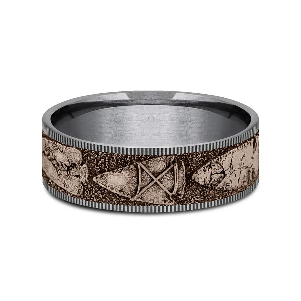 Men&rsquo;s Arrowhead Wedding Band, 7.5MM – Image 1 of 3