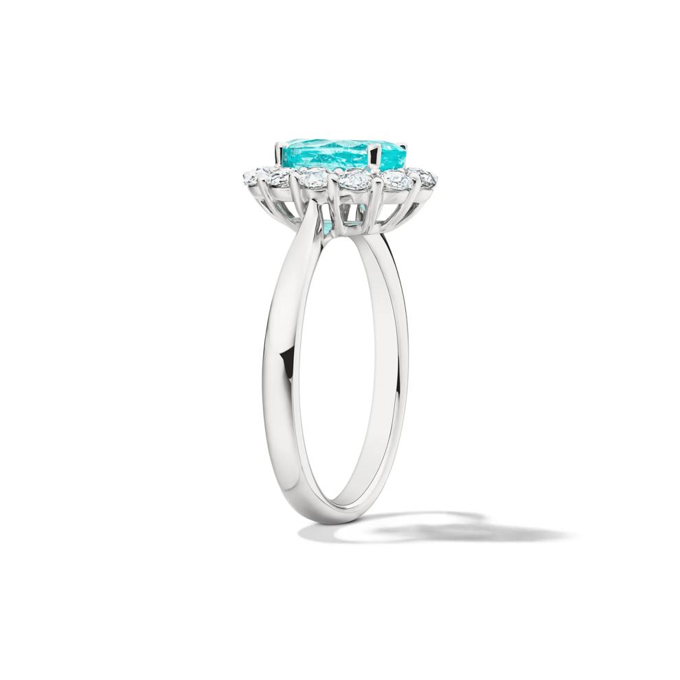 Paraiba Tourmaline &amp; Diamond Halo Ring in 14K White Gold (1/2 ct. tw.) – Image 2 of 2