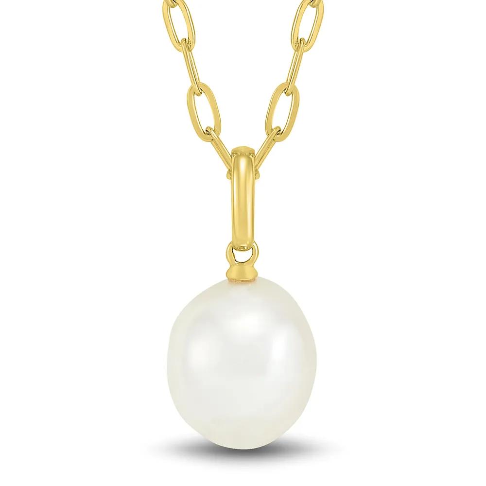 Baroque Shaped Pearl Paperclip Chain Pendant