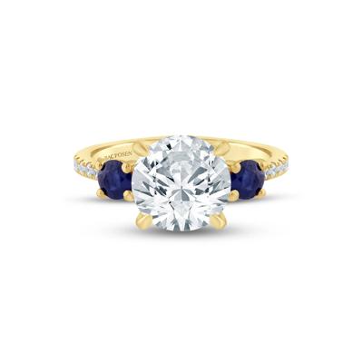 Lab Grown Diamond and Blue Sapphire Engagement Ring in 14K Yellow Gold (3 1/7 ct. tw.)