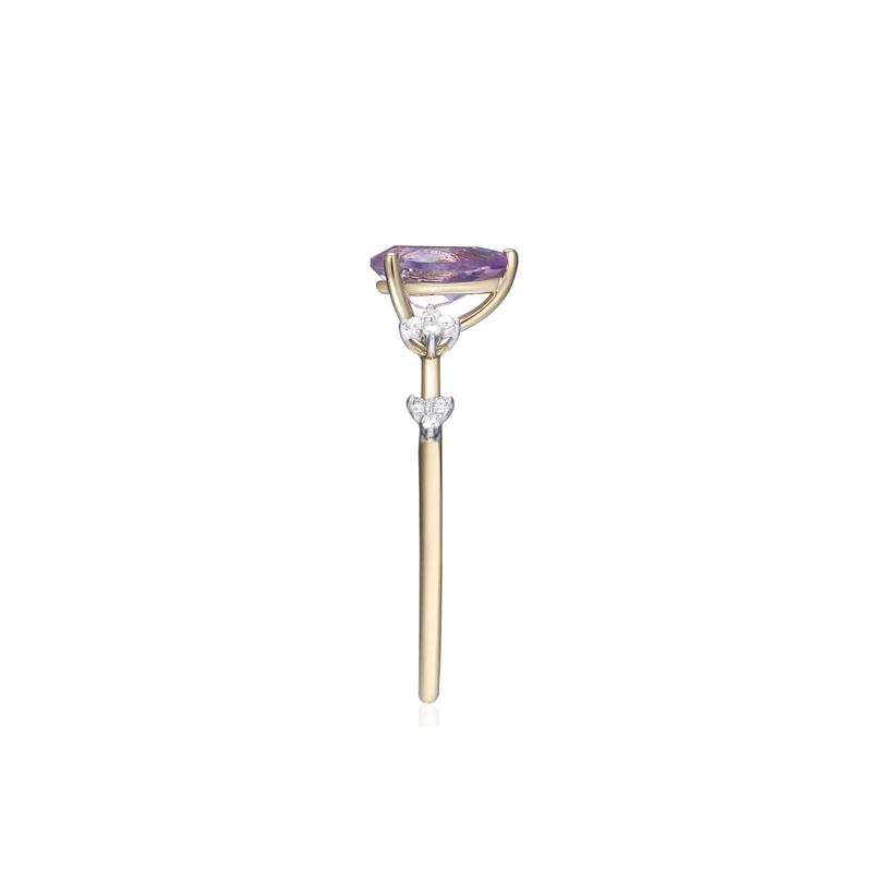 Rose De France Amethyst Ring with Diamond Accents in 10K Yellow Gold – Image 3 of 3