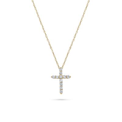 Diamond Cross Pendant in 14K Yellow Gold (1/8 ct. tw.)