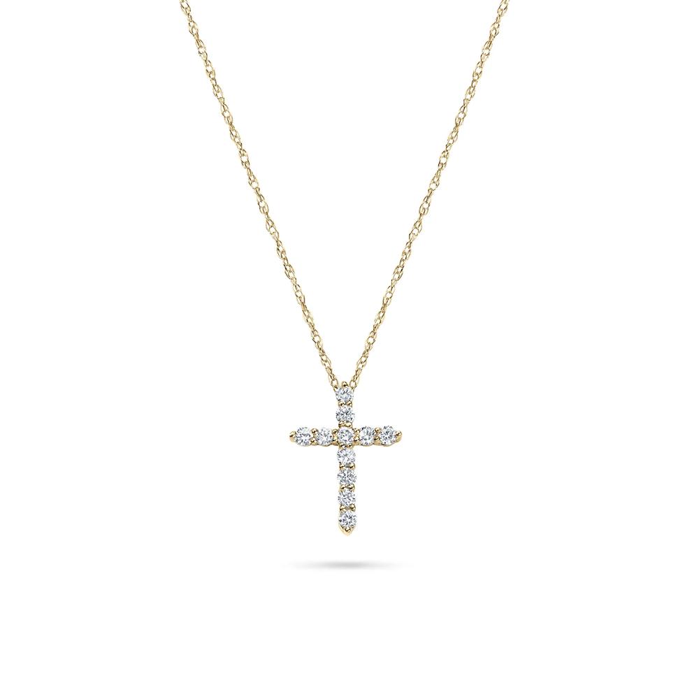 Diamond Cross Pendant in 14K Yellow Gold (1/8 ct. tw.) – Image 1 of 2