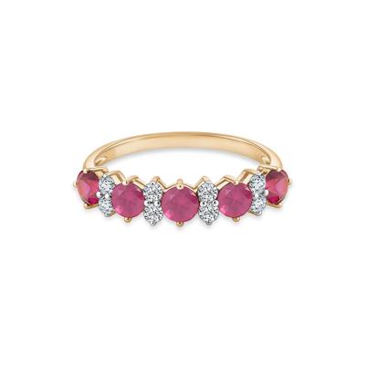 Ruby & Diamond Band Ring in 10K Yellow Gold (1/4 ct. tw.)