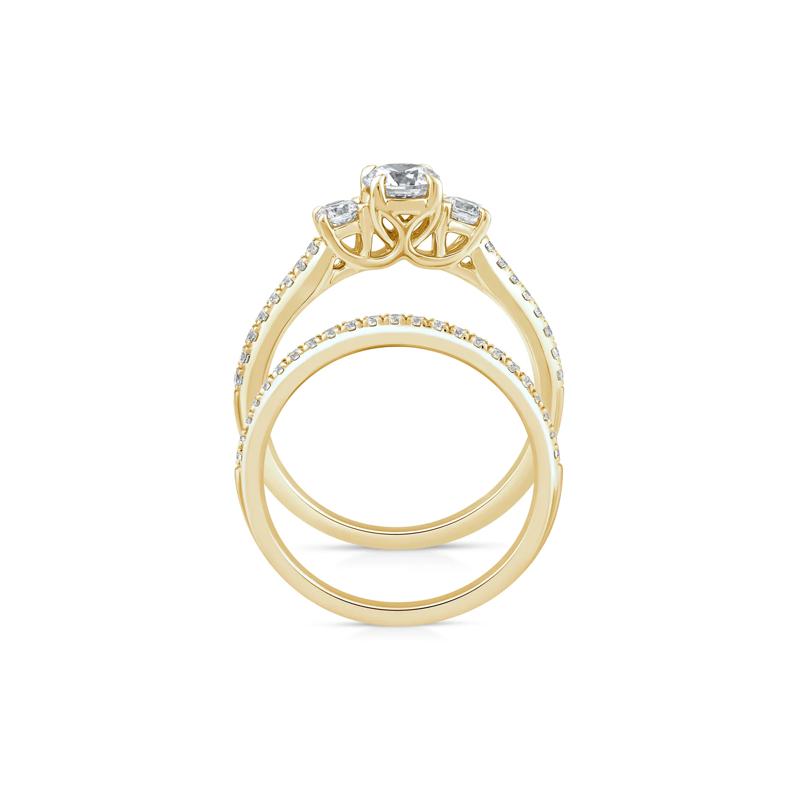 Lab Grown Diamond Three-Stone Engagement Set in 10K Yellow Gold &#40;1 ct. tw.&#41; – Image 2 of 3