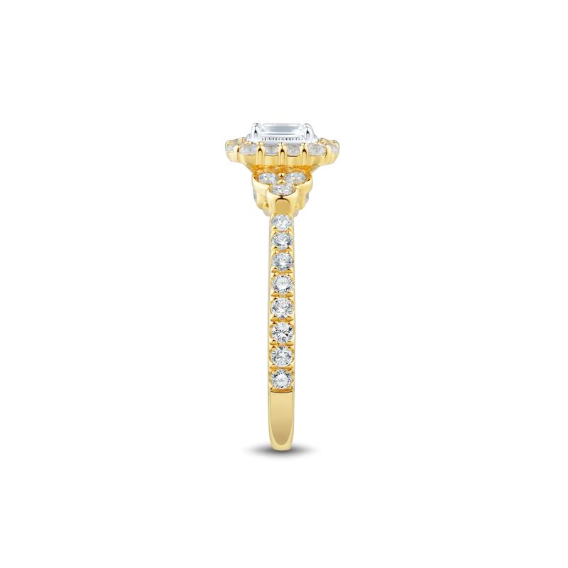 Diamond Emerald-Cut Halo Engagement Ring in 14K Yellow Gold &#40;1 ct. tw.&#41;  – Image 2 of 3