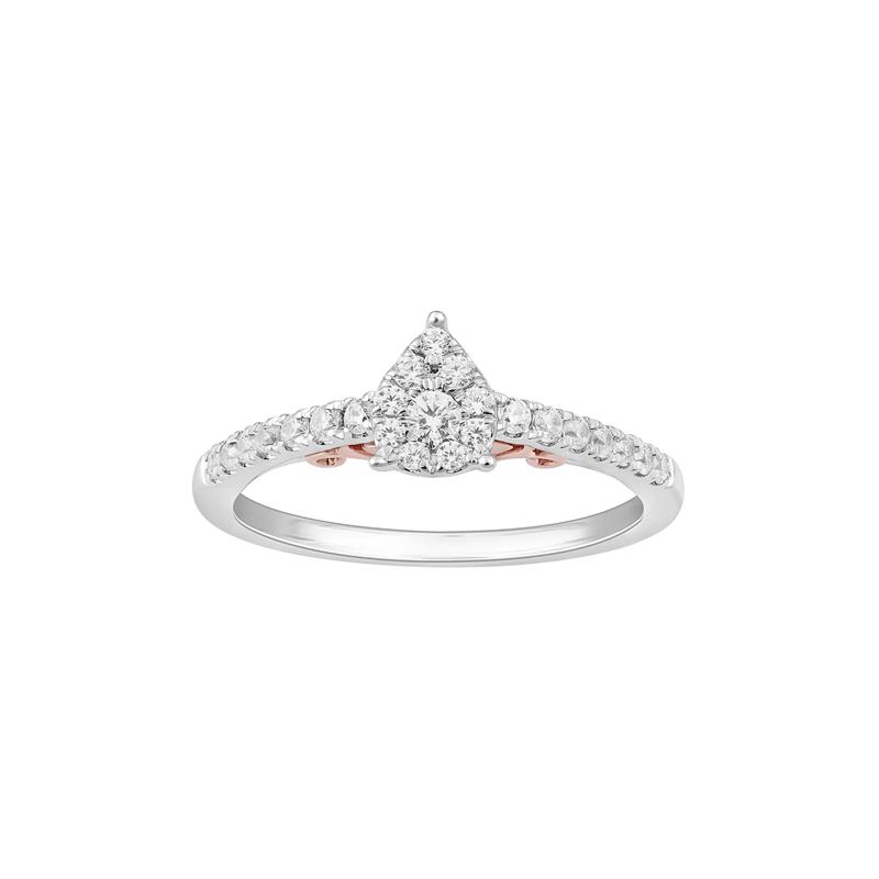 Ariel Diamond Engagement Ring with Pear Shape in 10K White &amp; Rose Gold &#40;1/3 ct. tw.&#41; – Image 1 of 2