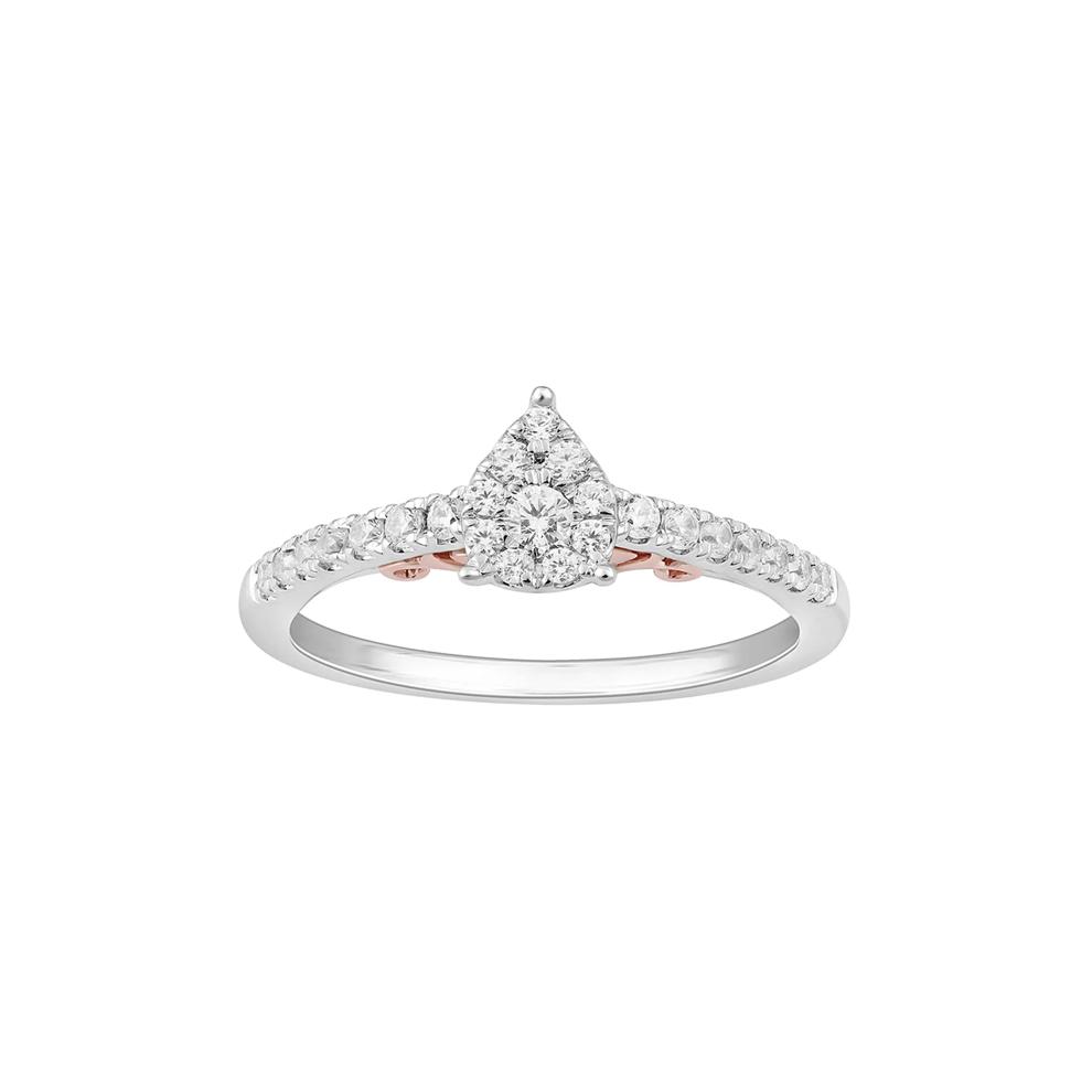 Ariel Diamond Engagement Ring with Pear Shape in 10K White &amp; Rose Gold (1/3 ct. tw.) – Image 1 of 2