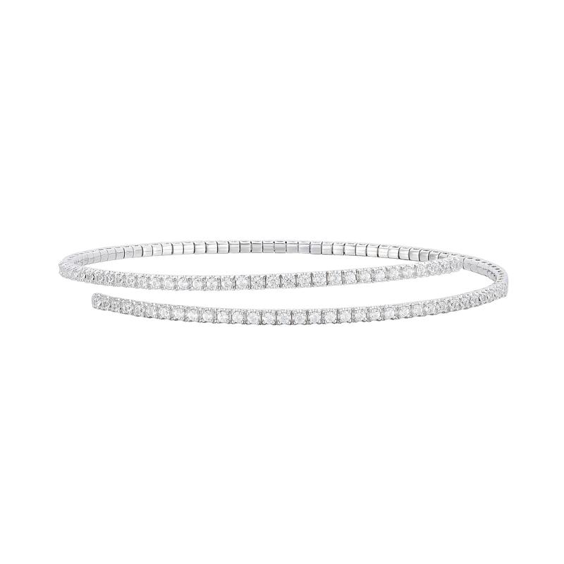 Diamond Wrap Flex Bangle Bracelet in 10K White Gold &#40;1 ct. tw.&#41; – Image 1 of 1