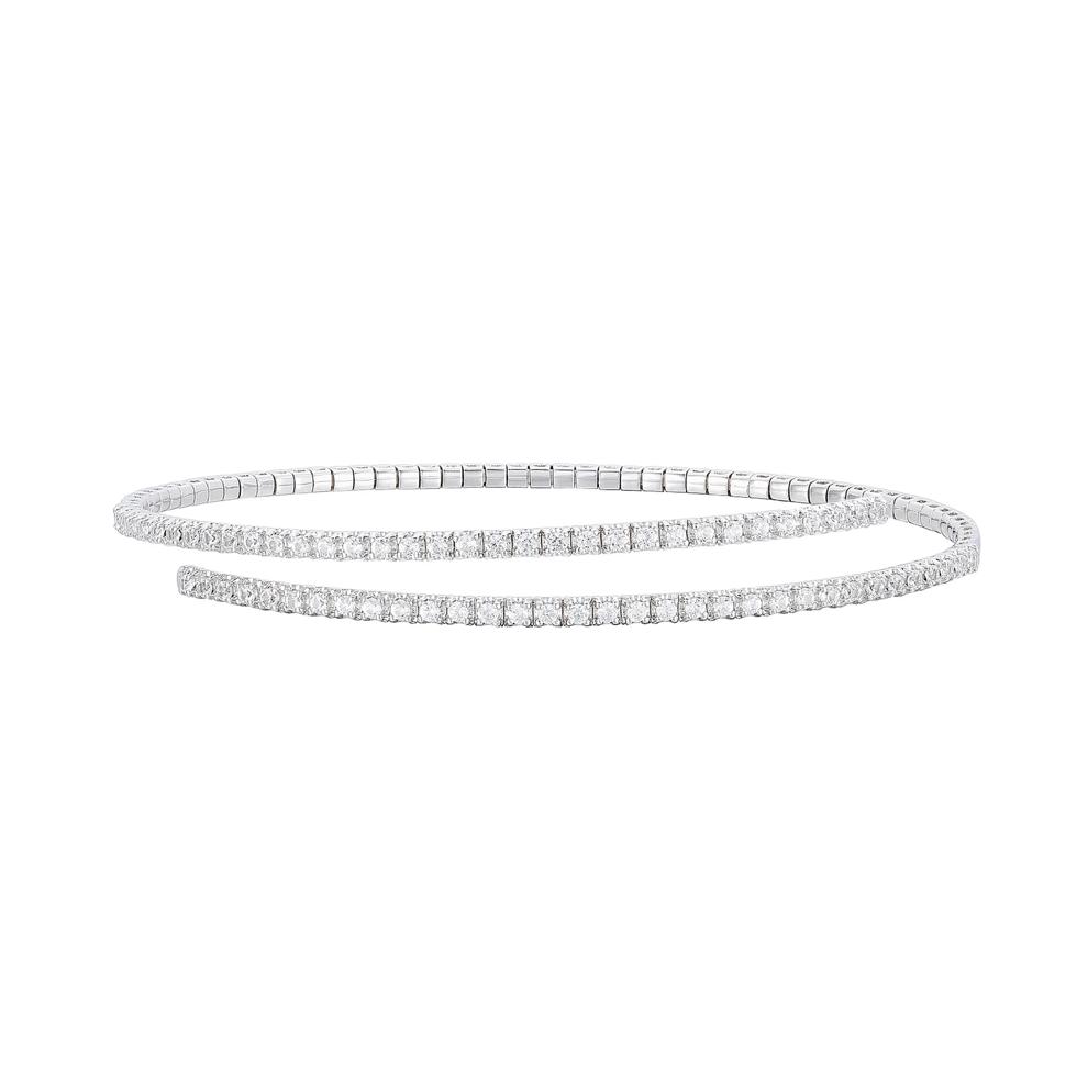 Diamond Wrap Flex Bangle Bracelet in 10K White Gold (1 ct. tw.) – Image 1 of 1