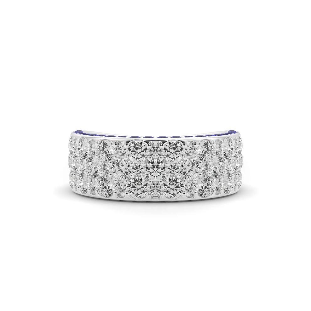 Diamond and Blue Sapphire Anniversary Band in 14K White Gold (2 ct. tw.) – Image 1 of 5