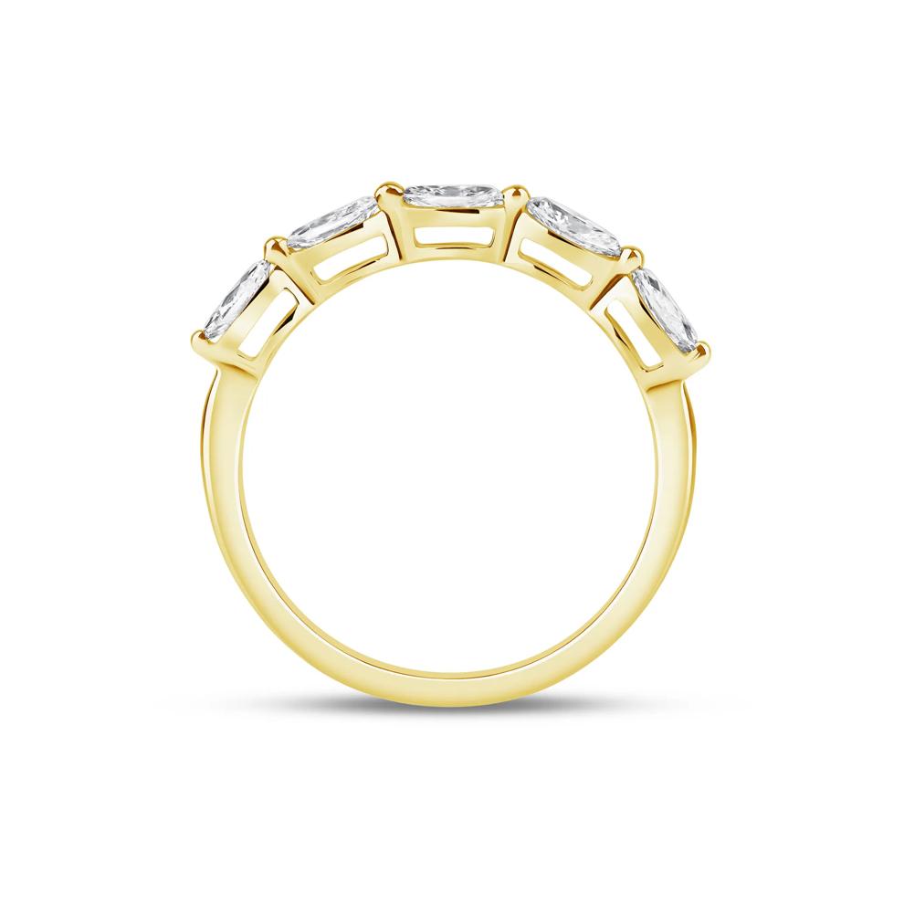 Lab Grown Diamond Marquise-Cut 5-Stone Anniversary Band in 14K Yellow Gold – Image 2 of 3