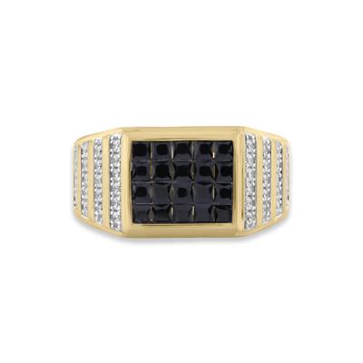 Men's Black Diamond Ring in 10K Yellow Gold (1 1/2 ct. tw.)