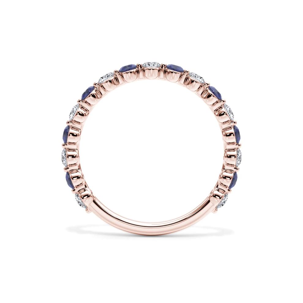 Lab Grown Diamond  &amp; Lab-Created Sapphire Half Eternity Anniversary Band in 14K Rose Gold (1/3 ct. tw.) – Image 2 of 4