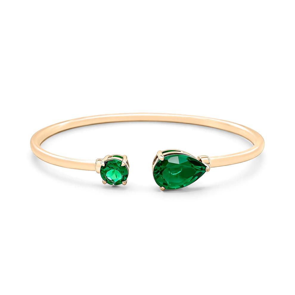 Lab-Created Emerald Bangle Bracelet in 14K Gold Vermeil – Image 1 of 2