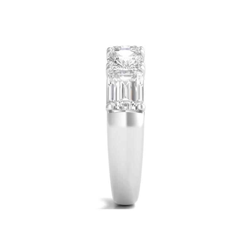 Round &amp; Emerald-Cut Lab Grown Diamond Five-Stone Band in Platinum &#40;4 ct. tw.&#41; – Image 3 of 3