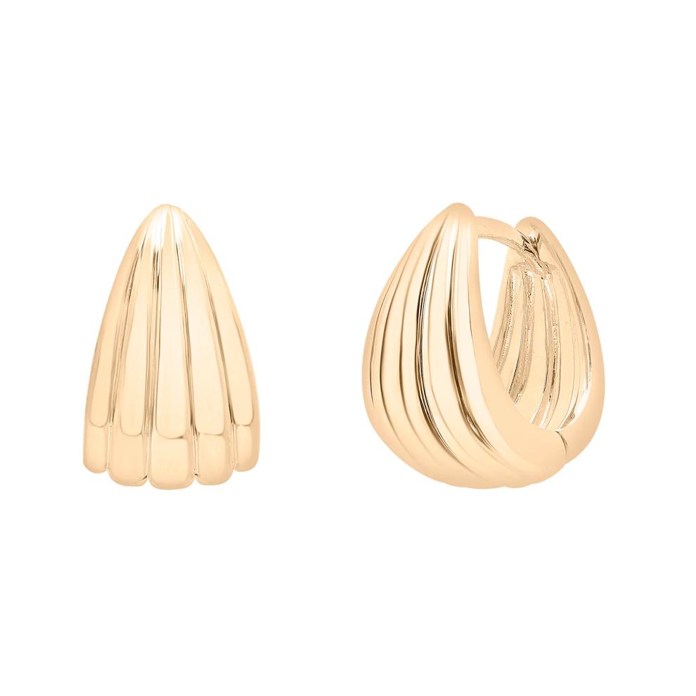 Electroform Tapered Seashell Hoops in Vermeil, 8.4MMx14MM – Image 1 of 3