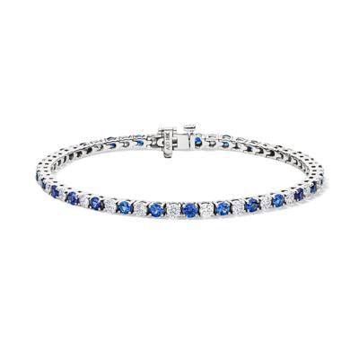Blue Sapphire & Diamond Tennis Bracelet in 18K White Gold (2 1/4 ct. tw.)