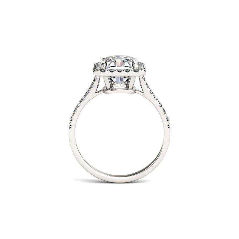 Radiant-Cut Moissanite Halo Ring in 14K White Gold &#40;3 ct. dew&#41; – Image 2 of 3