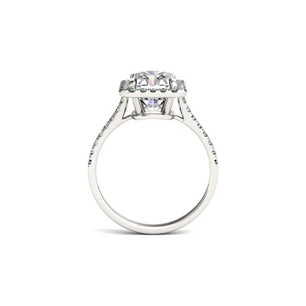 Radiant-Cut Moissanite Halo Ring in 14K White Gold (3 ct. dew) – Image 2 of 3