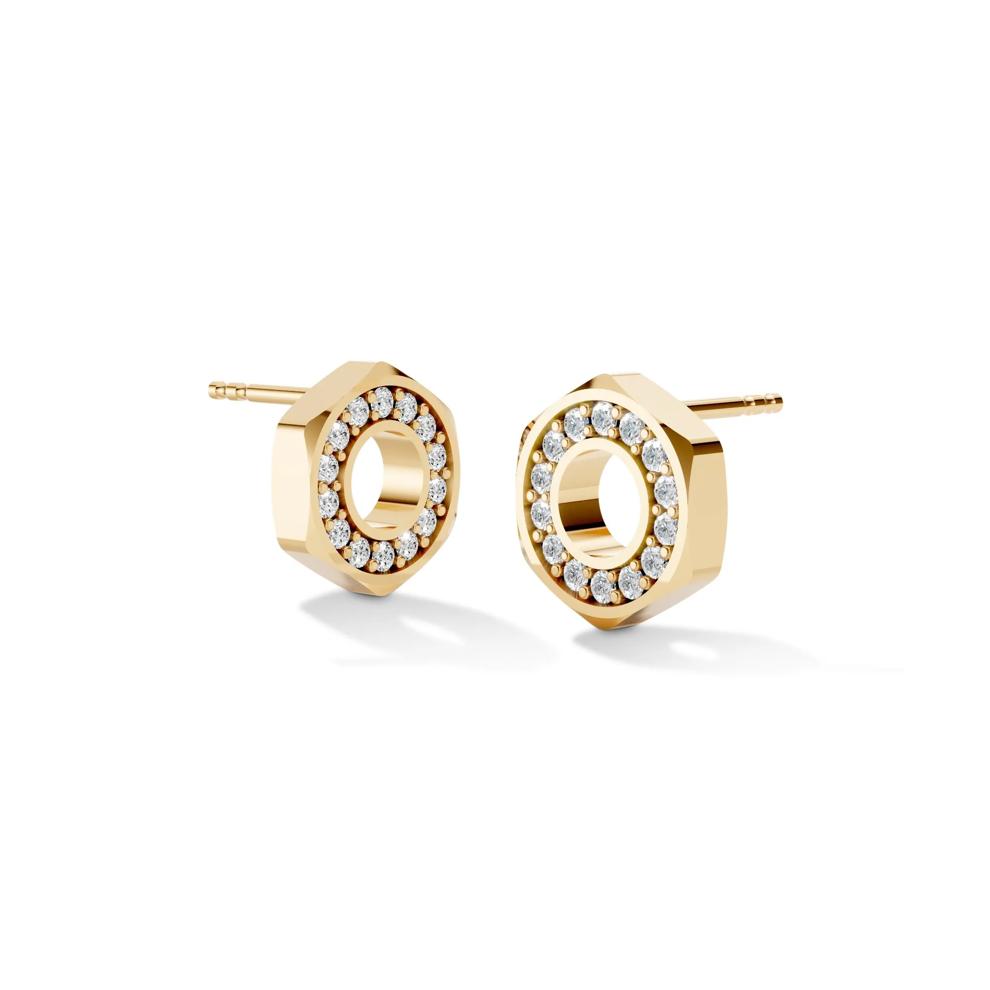 Men's Lab Grown Diamond Hex Nut Design Stud Earrings in Vermeil (3/8 ct. tw.) – Image 1 of 4