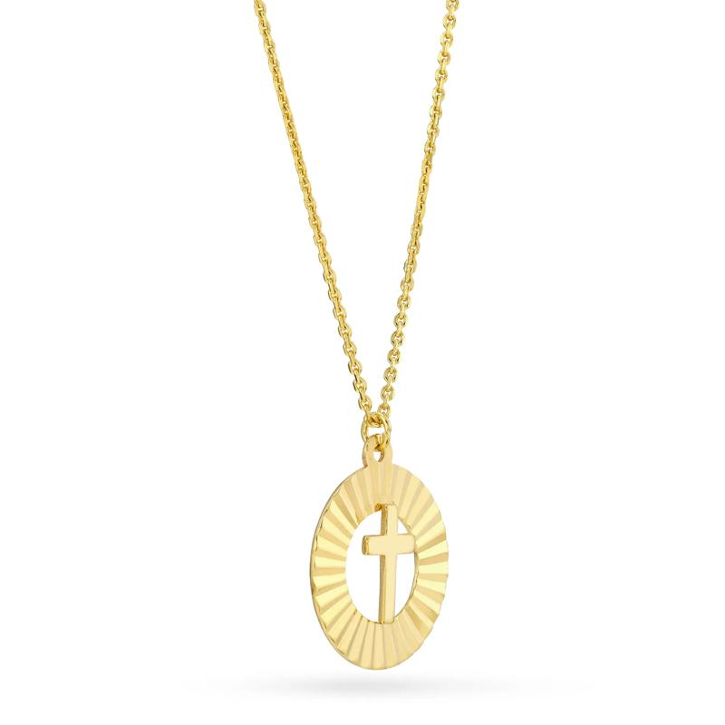 Radiant Cross Necklace in 14K Yellow Gold – Image 2 of 4