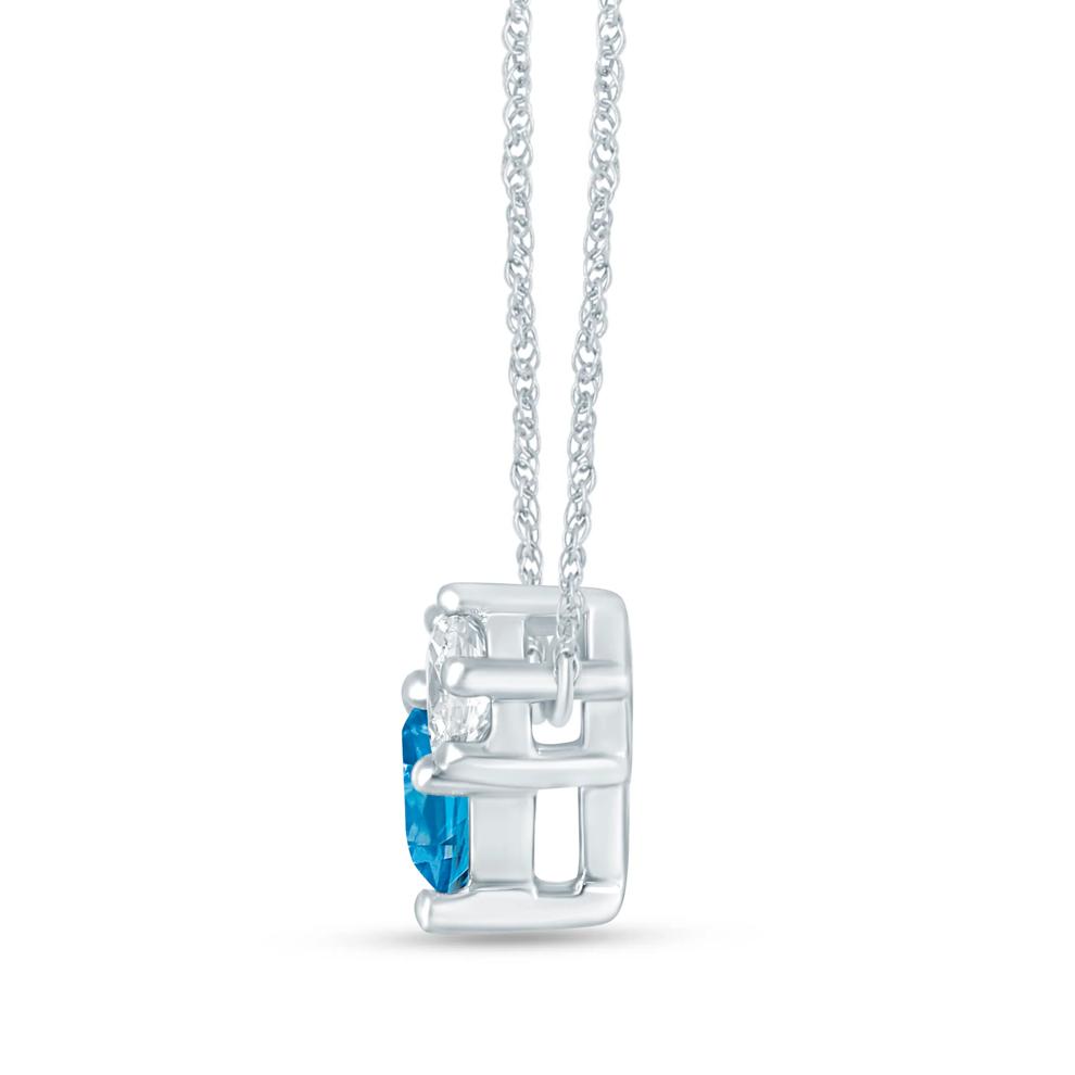 Lab Grown Diamond Blue and White Diamond Three-Stone Necklace in 14K White Gold (1/2 ct. tw.) – Image 2 of 3