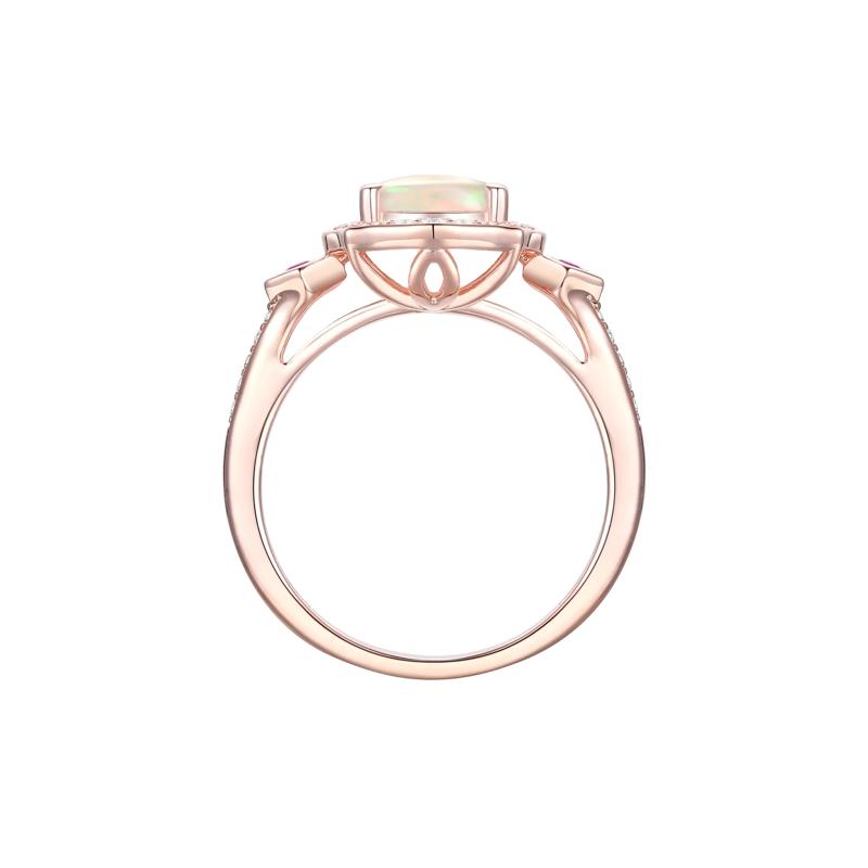 Opal, Ruby &amp; Diamond Ring in 10K Rose Gold &#40;1/5 ct. tw.&#41; – Image 2 of 3