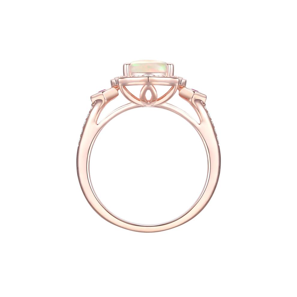 Opal, Ruby &amp; Diamond Ring in 10K Rose Gold (1/5 ct. tw.) – Image 2 of 3