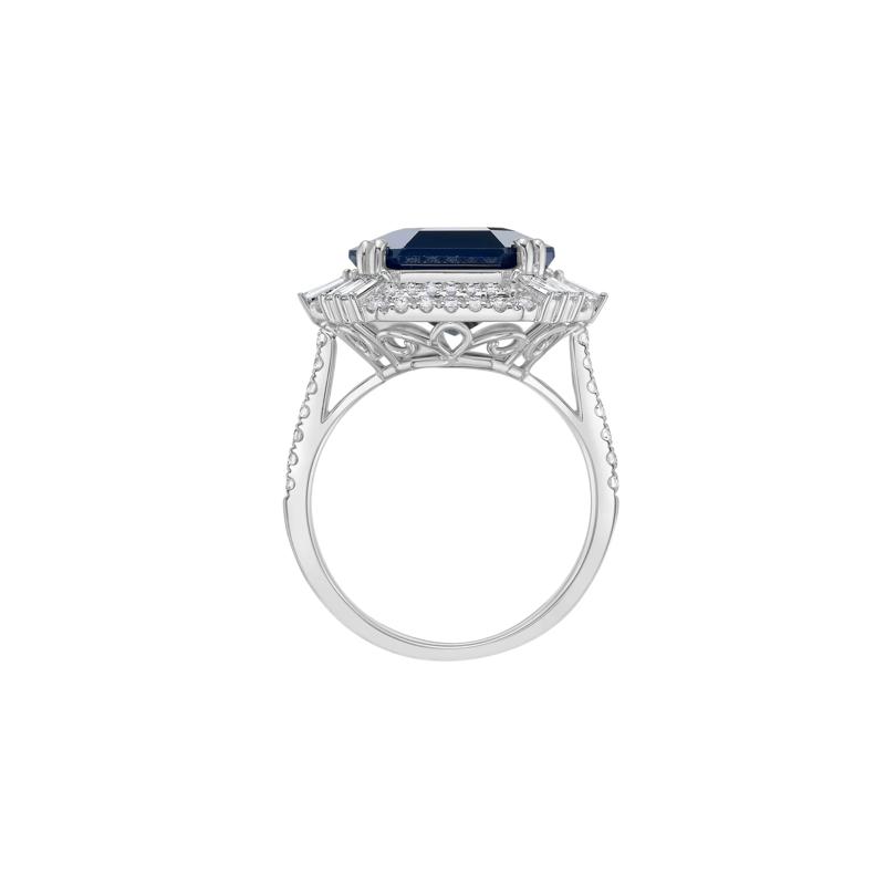 Emerald-Cut Blue Sapphire and Diamond Halo Ring in 14K White Gold &#40;1 ct. tw.&#41; – Image 2 of 5