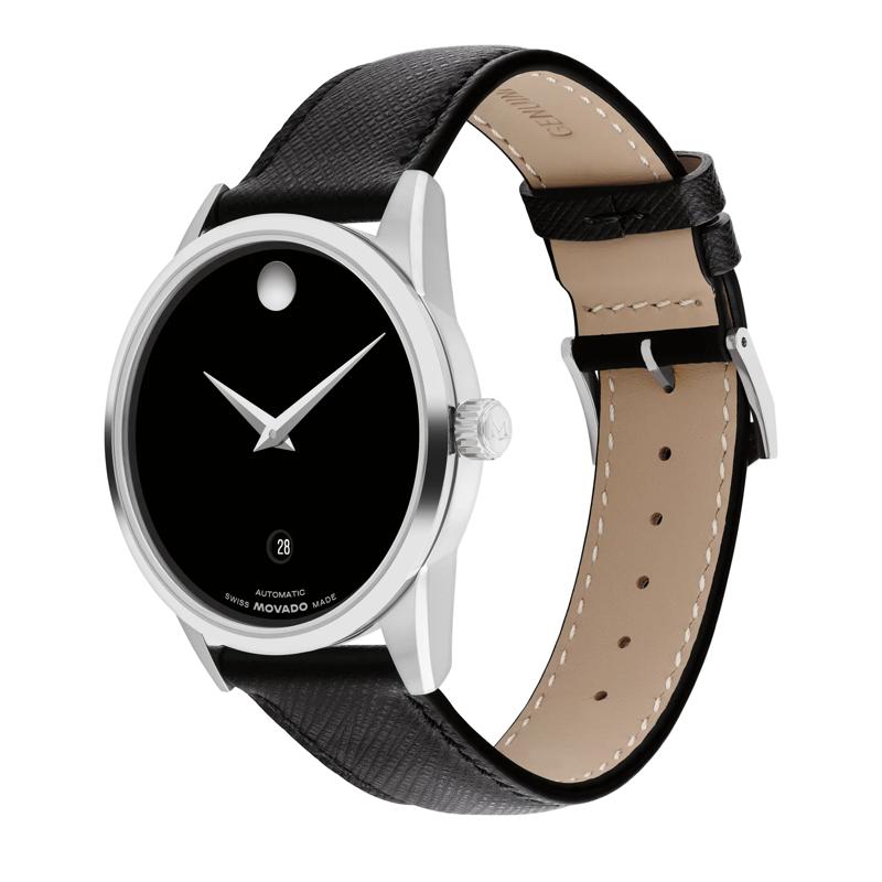 Men&rsquo;s Museum Watch in Stainless Steel and Black Leather. – Image 2 of 3