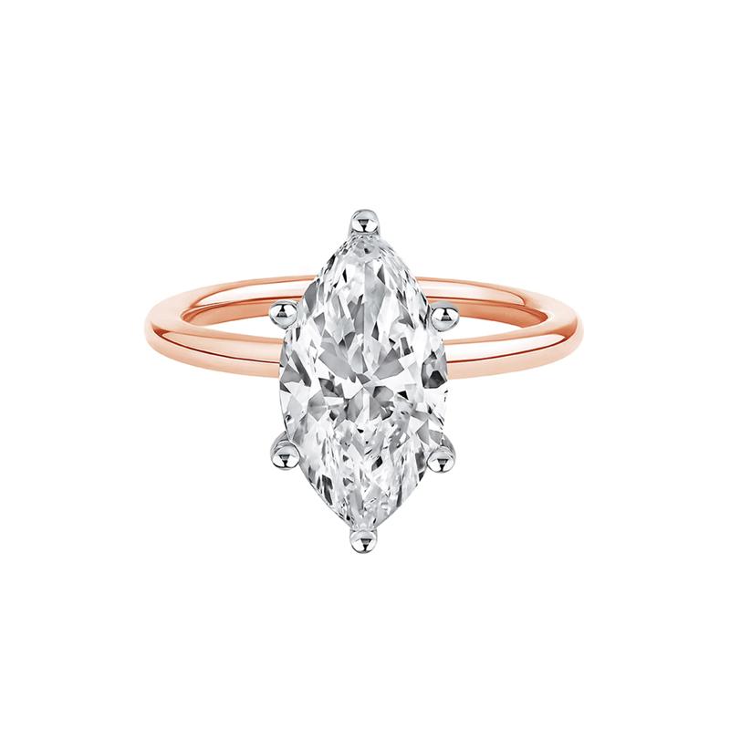 Lab Grown Diamond Solitaire Marquise Engagement Ring in 14k Rose Gold &#40;3 ct.&#41; – Image 1 of 4