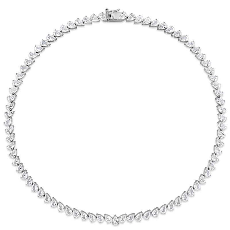 Lab Created Pear-Shaped White Sapphire Necklace in Sterling Silver – Image 2 of 6