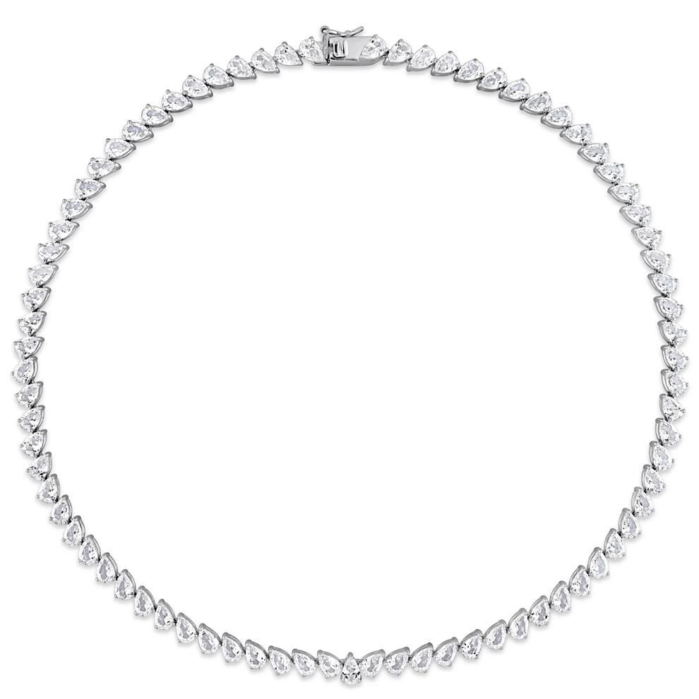 Lab Created Pear-Shaped White Sapphire Necklace in Sterling Silver – Image 2 of 6