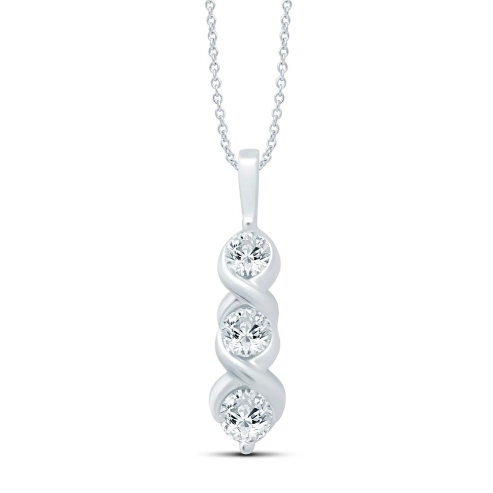 Diamond Three-Stone Pendant in 10K White Gold (3/4 ct. tw.) – Image 1 of 3