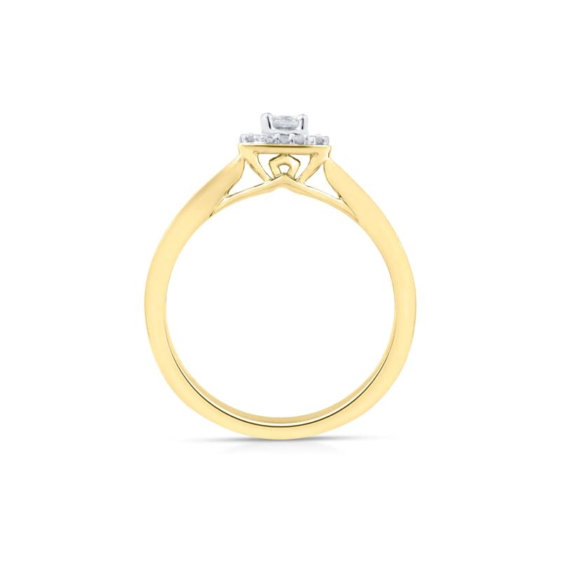 Diamond and Blue Sapphire Promise Ring in 10K Yellow Gold &#40;1/7 ct. tw.&#41; – Image 2 of 3
