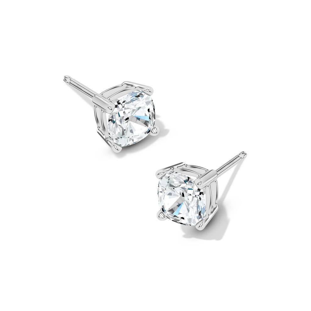 Lab Grown Diamond Cushion Solitaire Stud Earrings in 10K White Gold (4 ct. tw.) – Image 1 of 2
