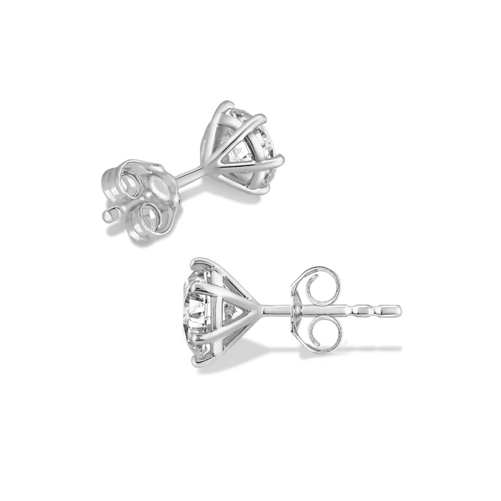 Lab Grown Diamond Round Six-Prong Solitaire Stud Earrings in 10K White Gold (2 1/2 ct. tw.) – Image 2 of 3