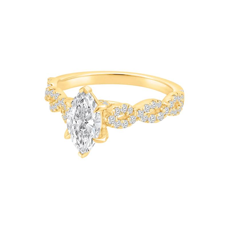 Marquise Center Diamond Engagement Ring in 18K Yellow Gold &#40;1-1/2 ct. tw.&#41; – Image 4 of 4