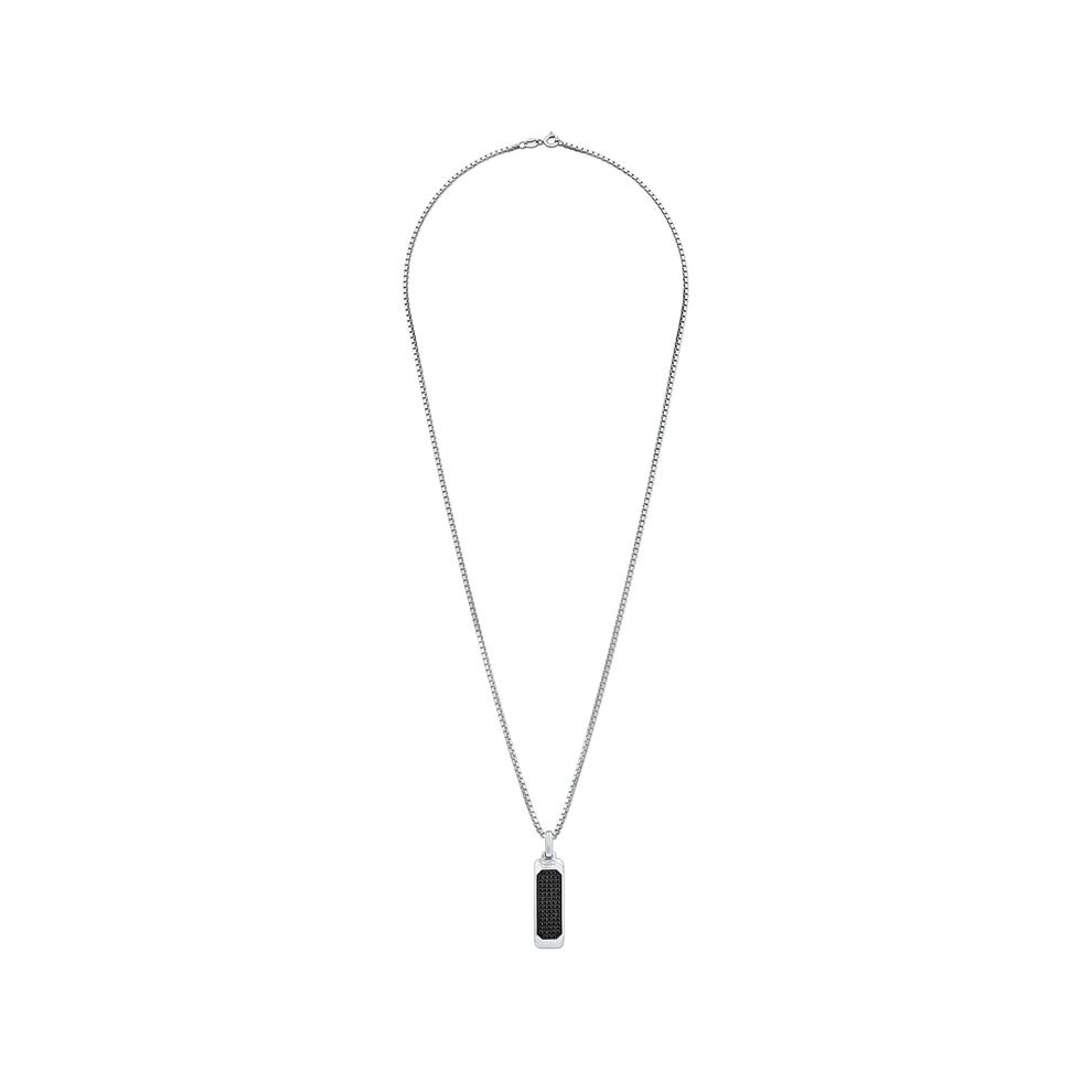 Men's Black Diamond Dog Tag Pendant Necklace in Sterling Silver (5/8 ct. tw.) – Image 3 of 4