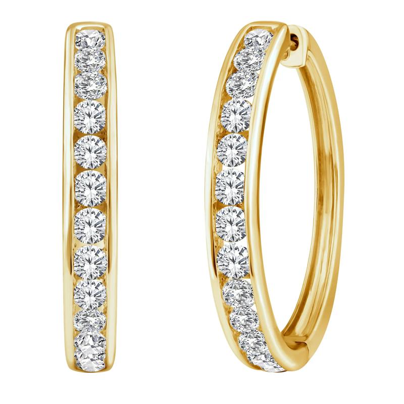 Lab Grown Diamond Hoop Earrings in 10K Yellow Gold &#40;3 ct. tw.&#41; – Image 1 of 2