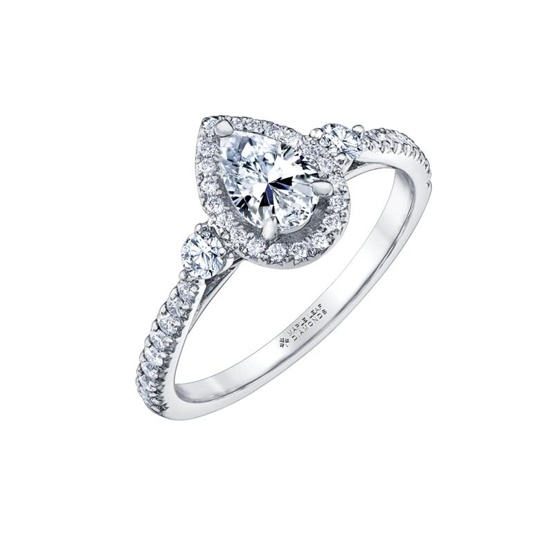 Pear-Shaped Diamond Halo Engagement Ring in 14K White Gold &#40;7/8 ct. tw.&#41; – Image 4 of 7