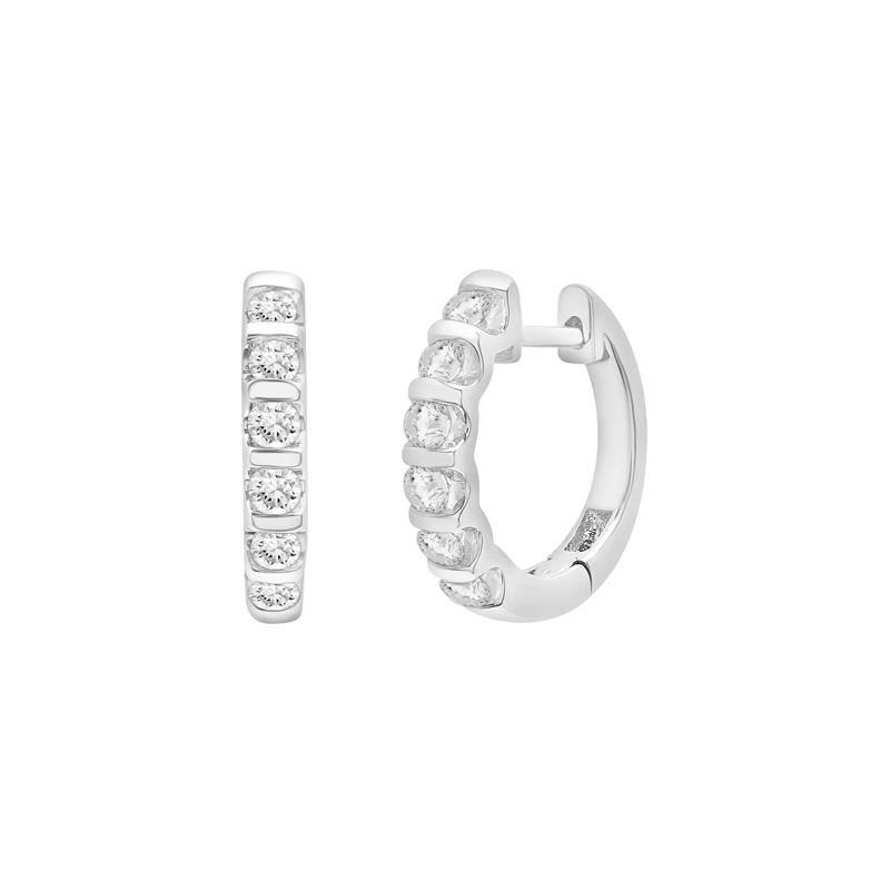Diamond Hoop Bar Earrings in 10K White Gold &#40;1/2 ct. tw.&#41; – Image 1 of 1