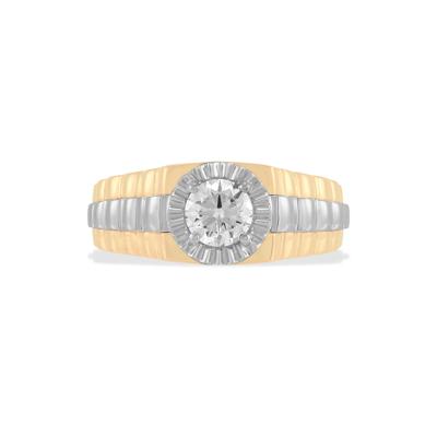 Men's Lab Grown Diamond Ring in 10K Yellow & White Gold (1 ct. tw.)