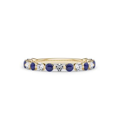 Lab Grown Diamond  & Lab-Created Sapphire Half Eternity Anniversary Band in 14K Yellow Gold (1/3 ct. tw.)